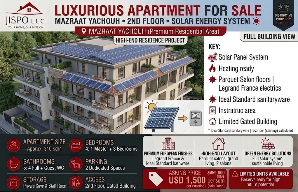 Apartment for sale in mazraat yachouh – matn – Mazraat Yachouaa, Matn