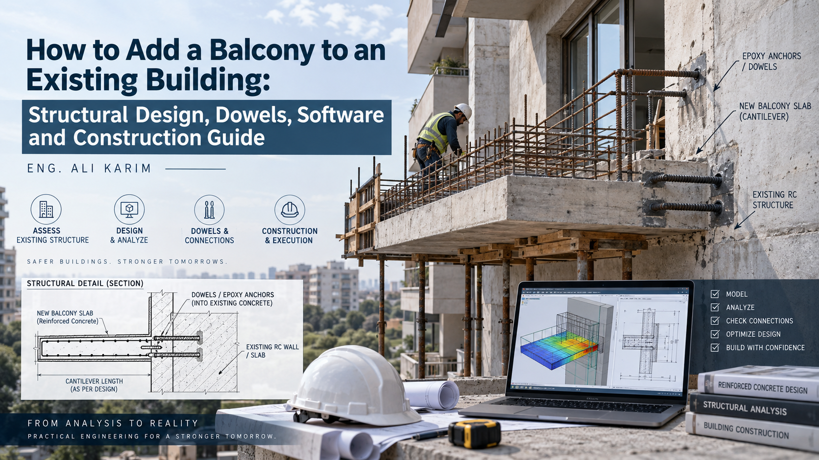 How to Add a Balcony to an Existing Building: Structural Design, Dowels, Software and Construction Guide