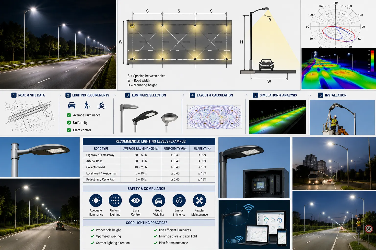 How to Design Road Lighting Step by Step: Spacing, Direction, Software, and Safety