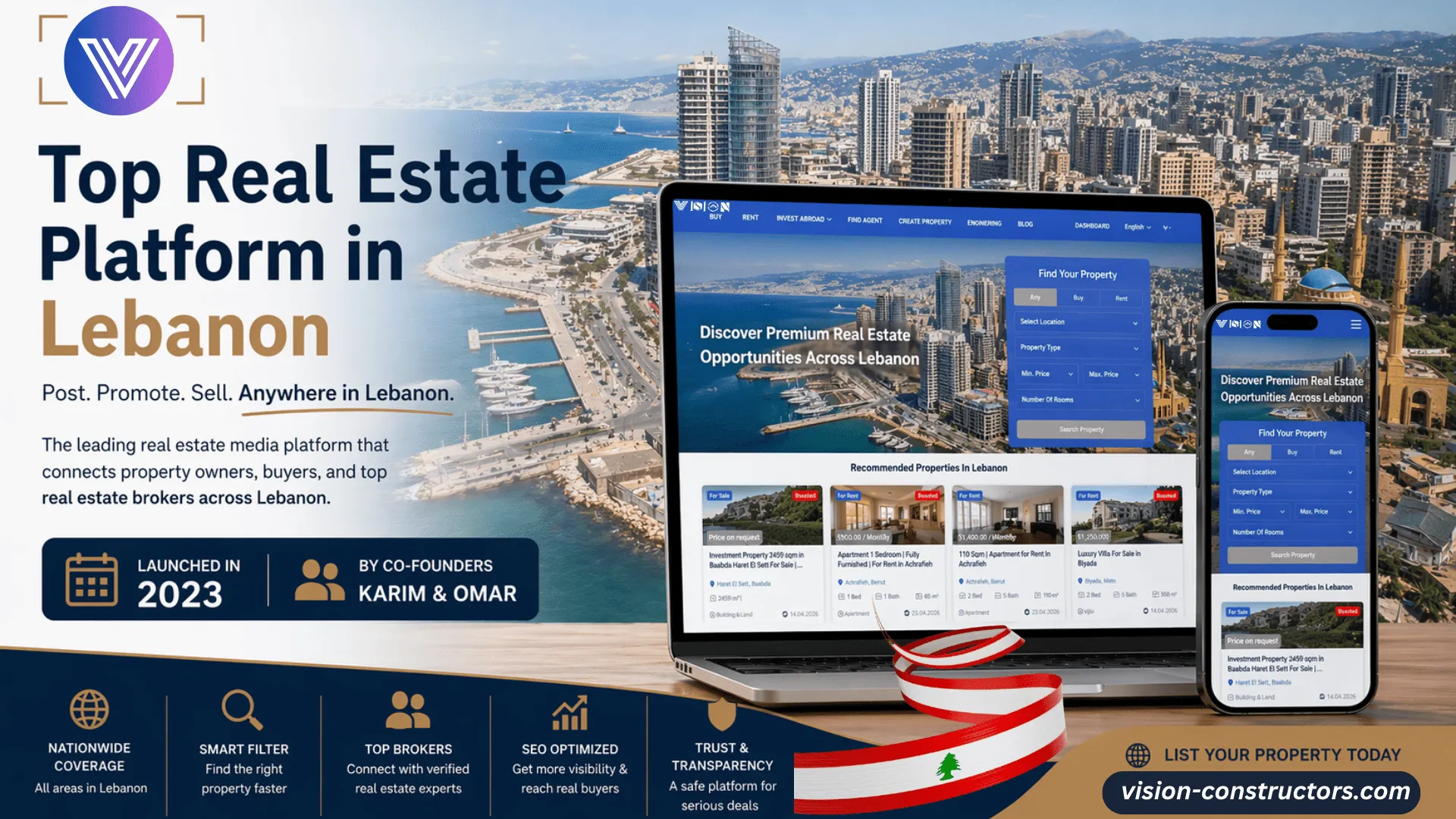 Top Real Estate Platform in Lebanon 2026: Why Vision Constructors Is Leading Property Listings and Marketing